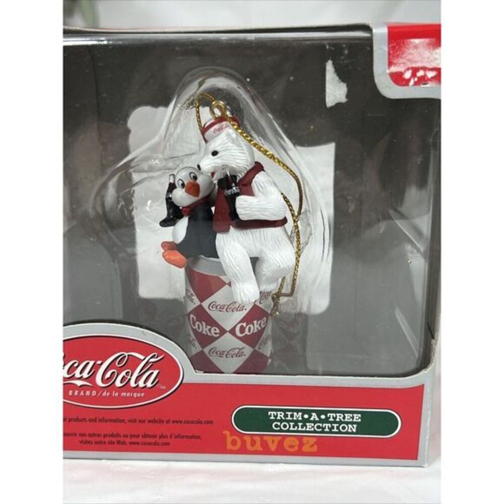 CHRISTMAS Ornament Coca Cola Trim a Tree Collectin Penguin & Polar Bear on Can